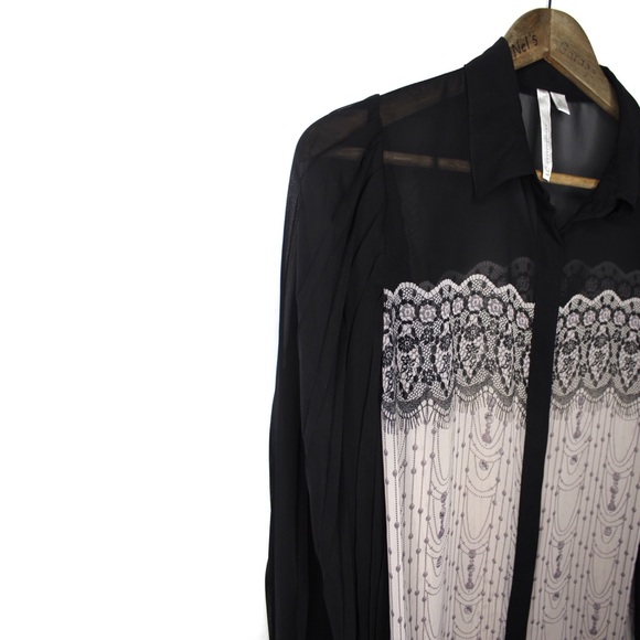 Lauren Conrad Semi Sheer Collared Blouse Small Preowned - Picture 2 of 8